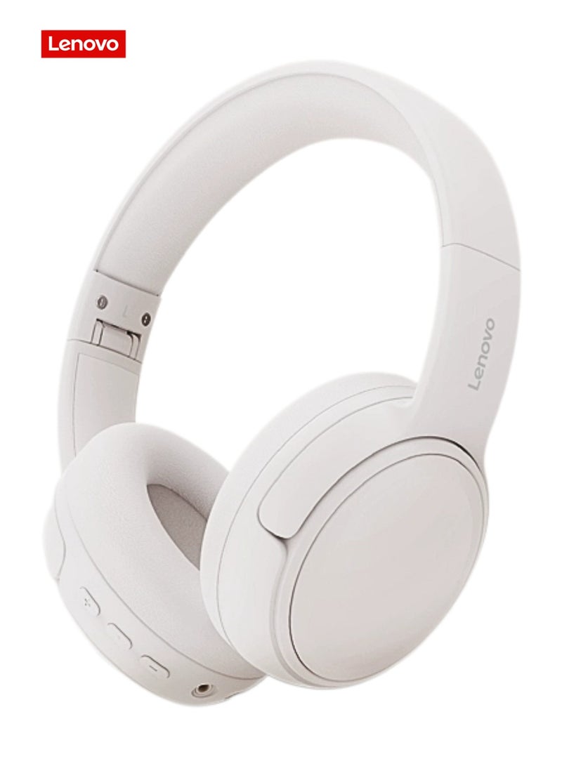 Lenovo - EB320 Foldable Bluetooth Headphones with 40mm Drivers for Immersive Sound and Comfortable Wireless Freedom Sakura white - Image 1