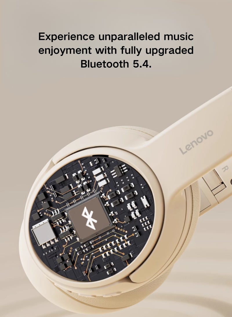 Lenovo - EB320 Foldable Bluetooth Headphones with 40mm Drivers for Immersive Sound and Comfortable Wireless Freedom Sakura white - Image 1