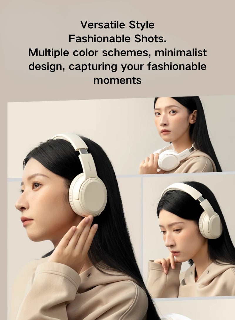 Lenovo - EB320 Foldable Bluetooth Headphones with 40mm Drivers for Immersive Sound and Comfortable Wireless Freedom Sakura white - Image 1