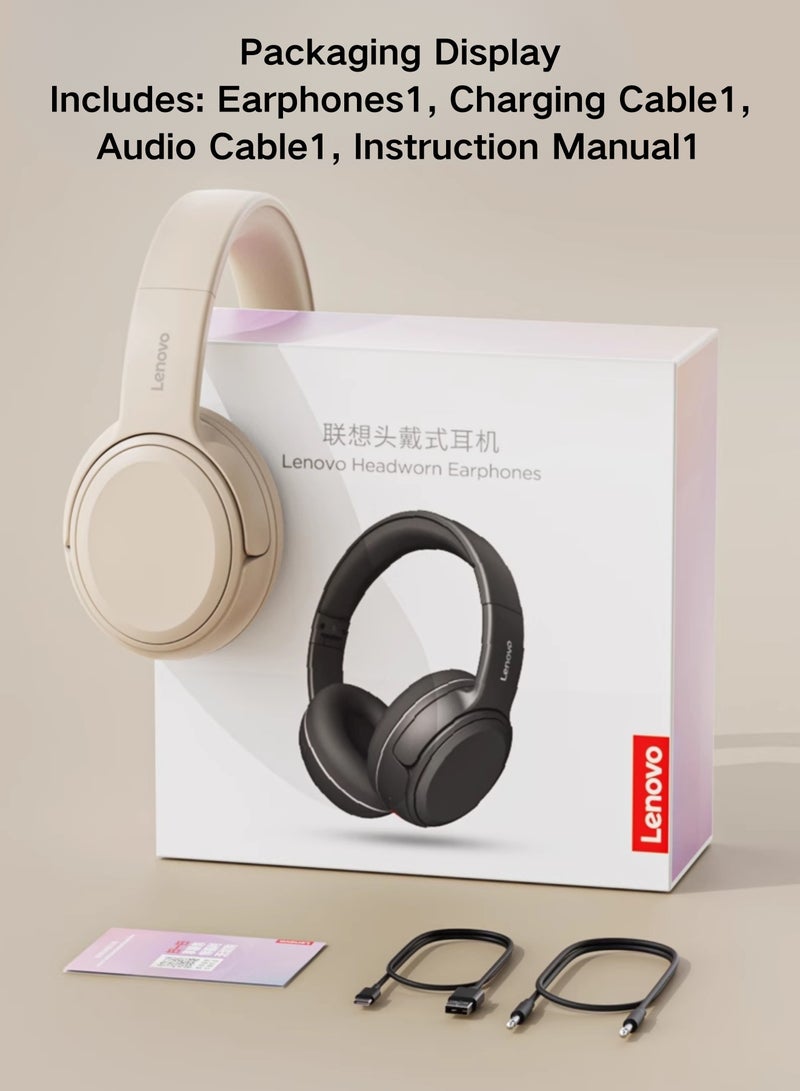 Lenovo - EB320 Foldable Bluetooth Headphones with 40mm Drivers for Immersive Sound and Comfortable Wireless Freedom Sakura white - Image 1