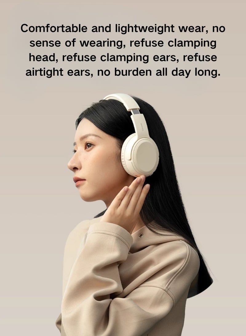 Lenovo - EB320 Foldable Bluetooth Headphones with 40mm Drivers for Immersive Sound and Comfortable Wireless Freedom Sakura white - Image 1