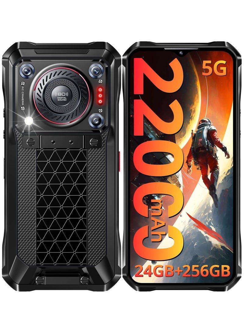 WP33 PRO Rugged Smartphone 5G – 22000mAh(33W), 24GB+256GB, 6.6″ FHD+ Cell Phones, Triple 64MP+32MP Front Camera, Dual 5G SIM Android 13 Phone Unlocked, 18W OTG/136dB Loudest Speaker, NFC/GPS