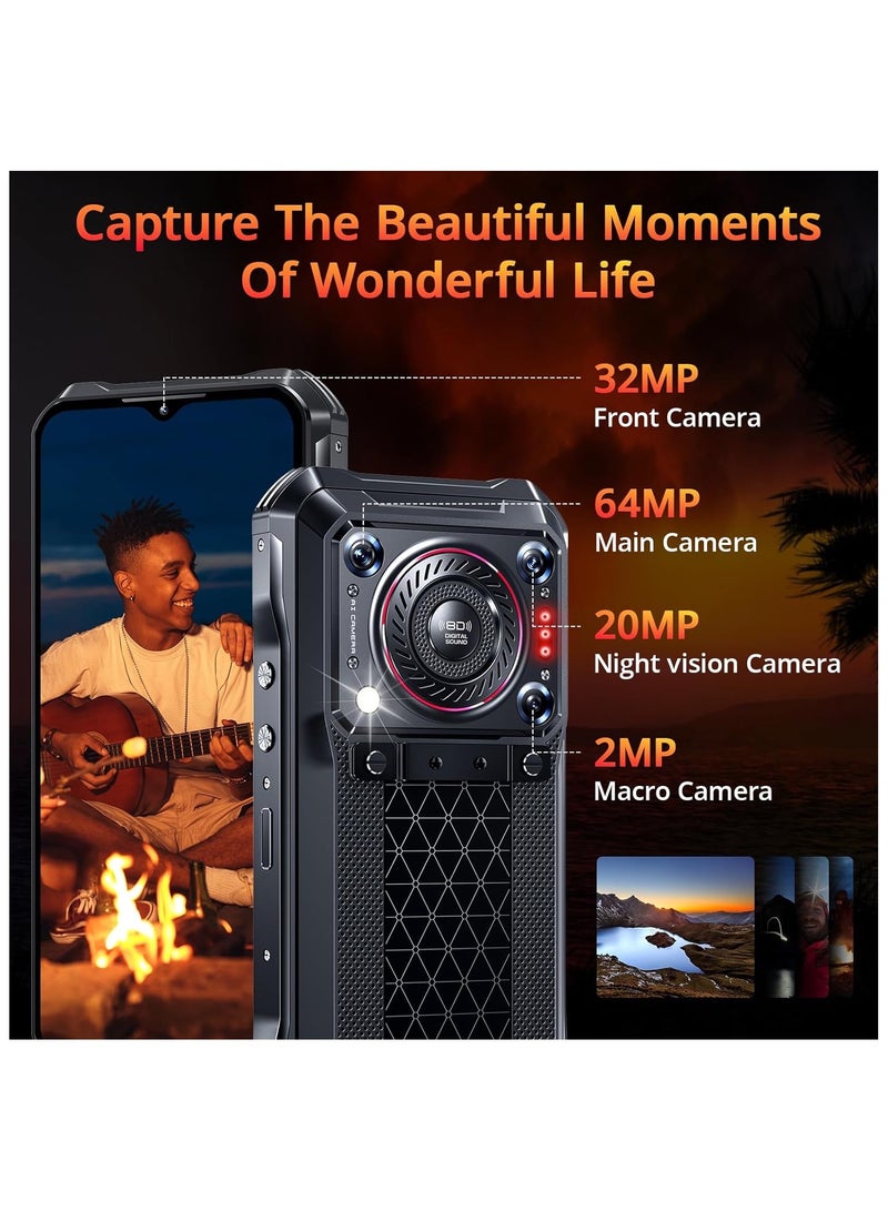 WP33 PRO Rugged Smartphone 5G – 22000mAh(33W), 24GB+256GB, 6.6″ FHD+ Cell Phones, Triple 64MP+32MP Front Camera, Dual 5G SIM Android 13 Phone Unlocked, 18W OTG/136dB Loudest Speaker, NFC/GPS