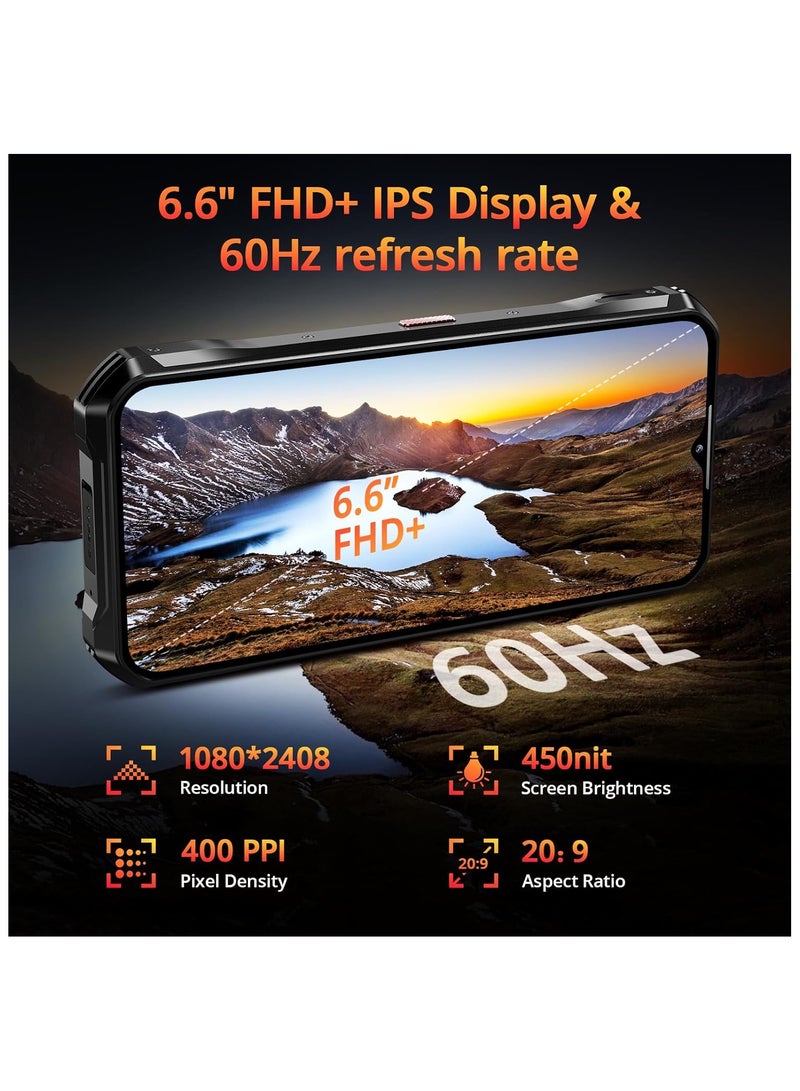 WP33 PRO Rugged Smartphone 5G – 22000mAh(33W), 24GB+256GB, 6.6″ FHD+ Cell Phones, Triple 64MP+32MP Front Camera, Dual 5G SIM Android 13 Phone Unlocked, 18W OTG/136dB Loudest Speaker, NFC/GPS