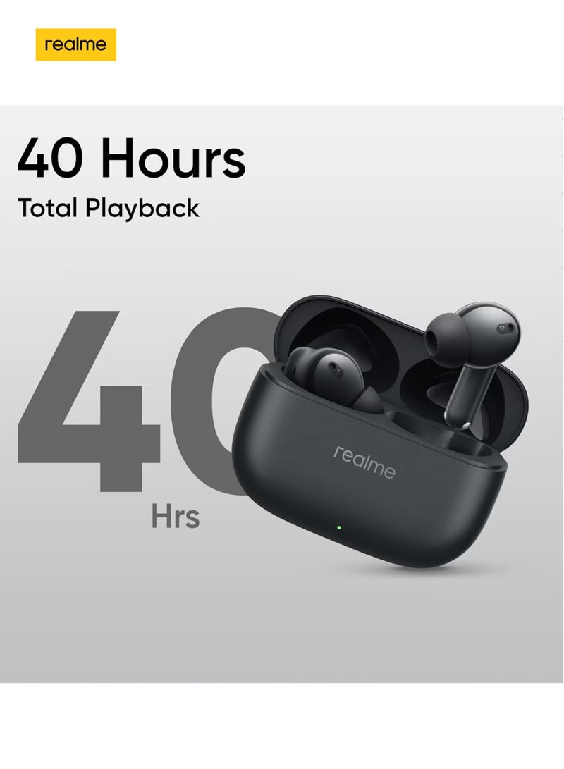 realme - Buds T310 Truly Wireless in-Ear Earbuds with 46dB Hybrid ANC, 12.4mm Dynamic Bass Driver, Upto 40Hrs Battery and Fast Charging Vibrant Black - Image 1