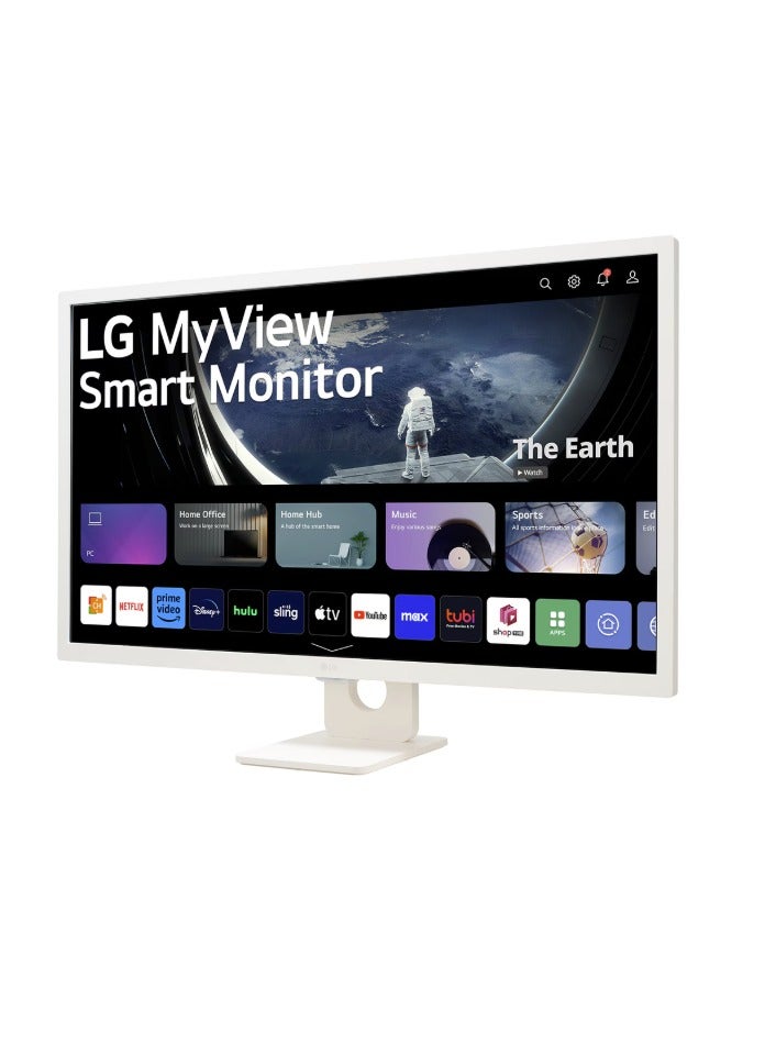 إل جي - 32" Inch MyView Smart Monitor FHD (1920x1080) IPS Display, webOS 23, HDR 10, x2 Built-in Speakers, AirPlay 2, Screen Share, Bluetooth, ThinQ App, Remote Control - 32SR50F-W | White - Image 1
