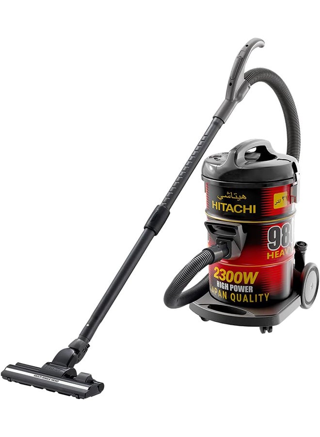 Drum Vacuum Cleaner 2300 Watts, 21L Tank Dust Capacity, Aero Power Brush to Clean Efficiently, Metal Pipe Dusting Brush & Crevice Nozzle, Washable Filter, Best for Home & Office 21 L 2300 W CV980TJBKRGAE Black/Red