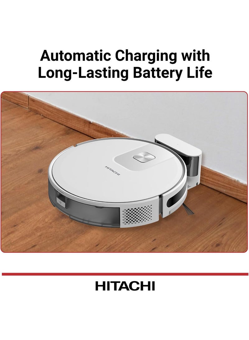HITACHI - Robot Wet & Dry Vacuum Cleaner with WIFI Control, 2700Pa Strong Suction Power, Laser-Based LiDAR Navigation, Multi-Floor Mapping, Stair Safety, Max Runtime-Min-170,1 Year Warranty 2700 W RVX15N White - Image 1