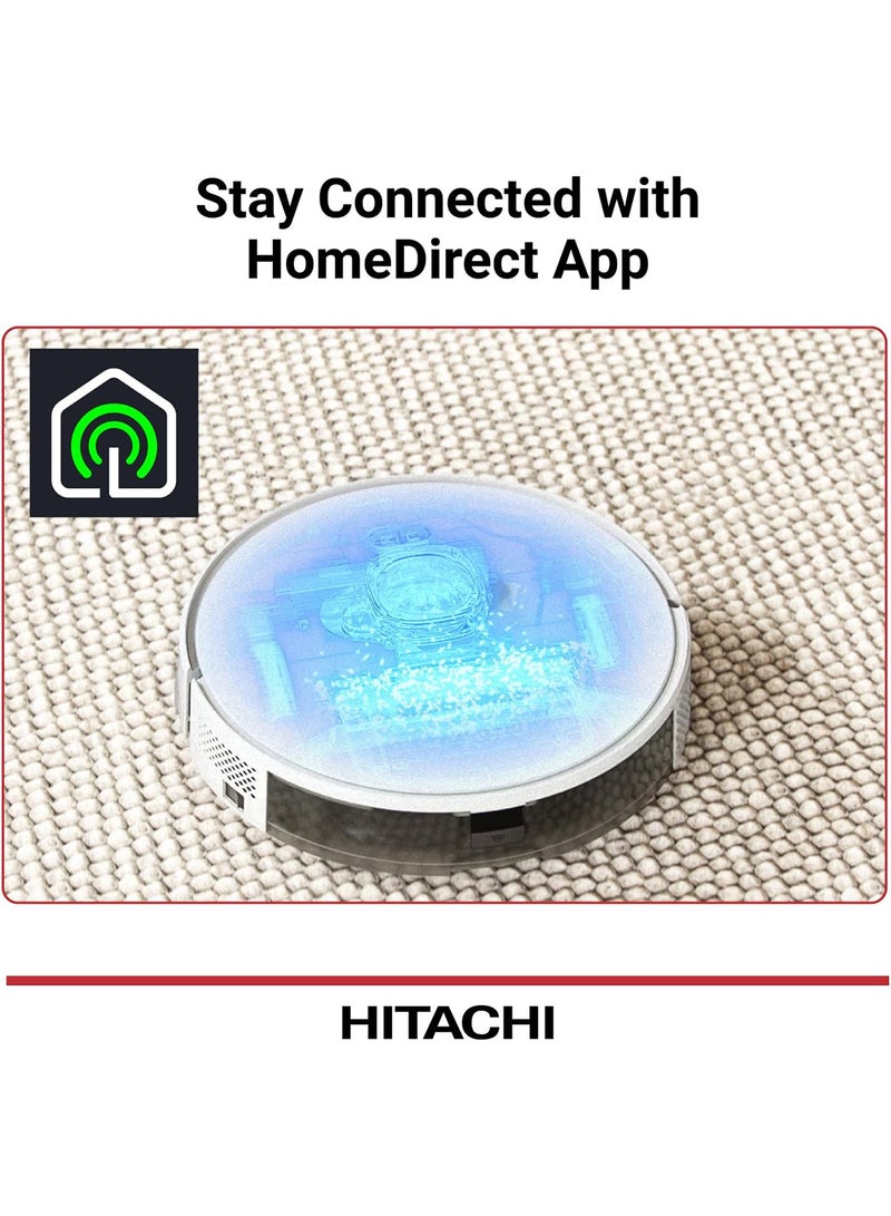 HITACHI - Robot Wet & Dry Vacuum Cleaner with WIFI Control, 2700Pa Strong Suction Power, Laser-Based LiDAR Navigation, Multi-Floor Mapping, Stair Safety, Max Runtime-Min-170,1 Year Warranty 2700 W RVX15N White - Image 1