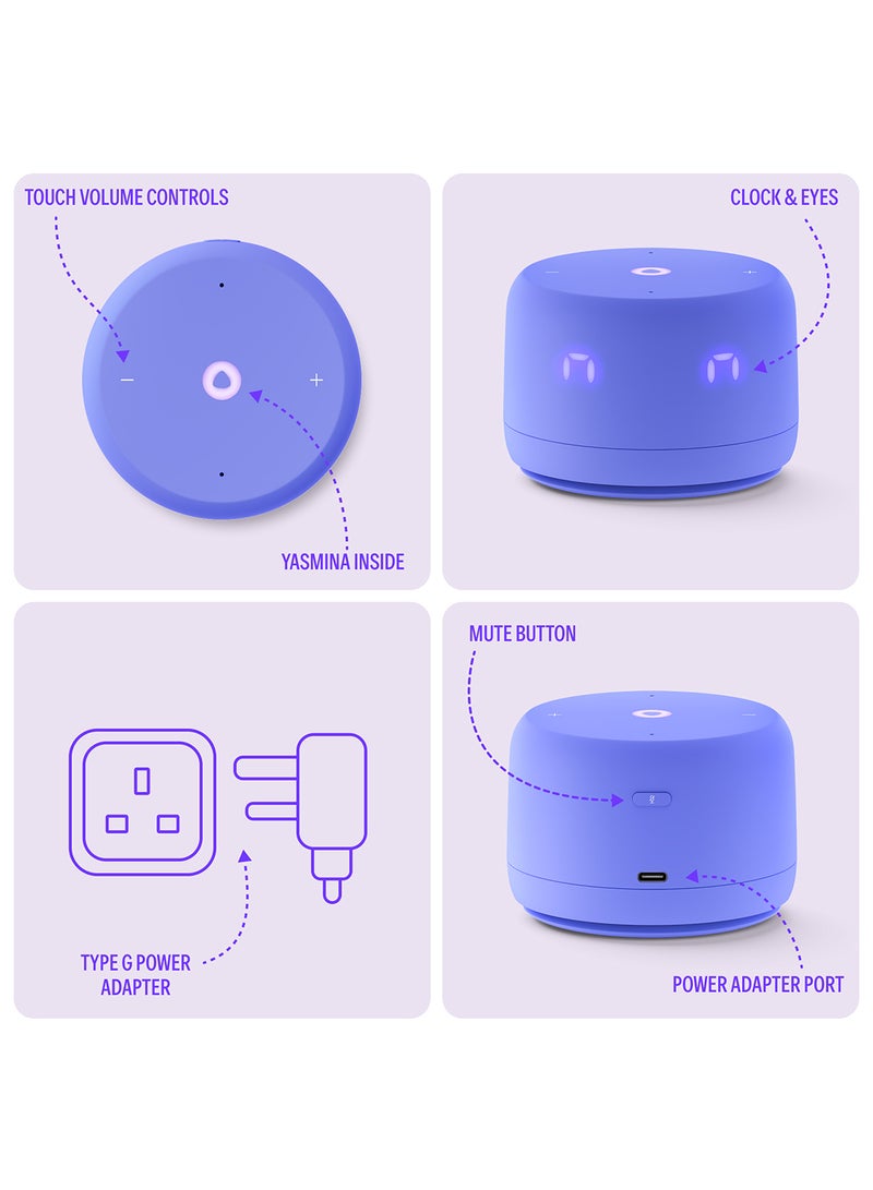 ياسمينة - Smart Speaker With Human-Like AI Assistant | Use Your Voice To play Music, Learn, Set Up Reminders, Alarms And Updates via Bluetooth Or Wi-Fi (Speaks Arabic, English) | Size Lite Violet - Image 1
