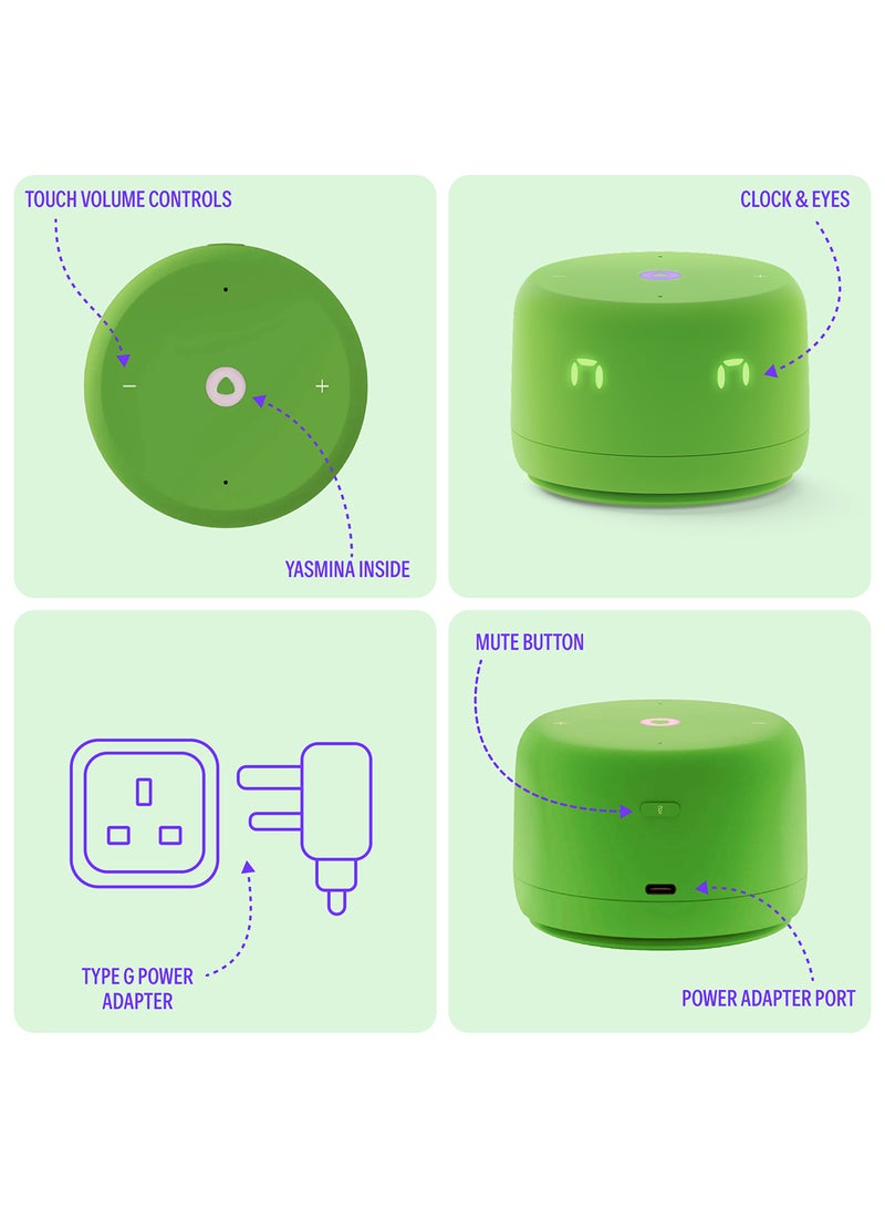 Yasmina - Smart Speaker With Human-Like AI Assistant | Use Your Voice To play Music, Learn, Set Up Reminders, Alarms And Updates via Bluetooth Or Wi-Fi (Speaks Arabic, English) | Size Lite | Green - Image 1