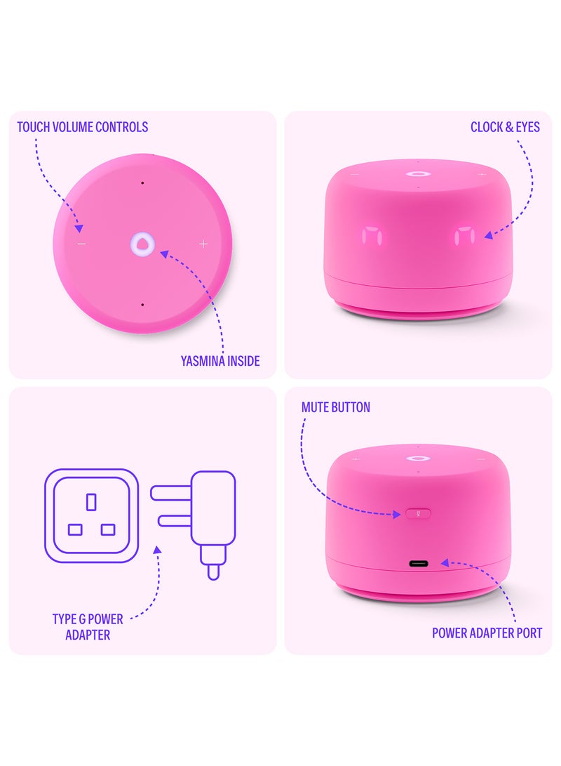 Yasmina - Smart Speaker With Human-Like AI Assistant | Use Your Voice To play Music, Learn, Set Up Reminders, Alarms And Updates via Bluetooth Or Wi-Fi (Speaks Arabic, English) | Size Lite Pink - Image 1