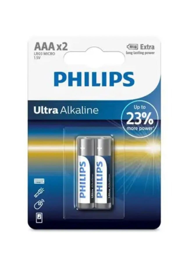 Philips 2PCS AAA Ultra Alkaline Battery 1.5V Multicolour 