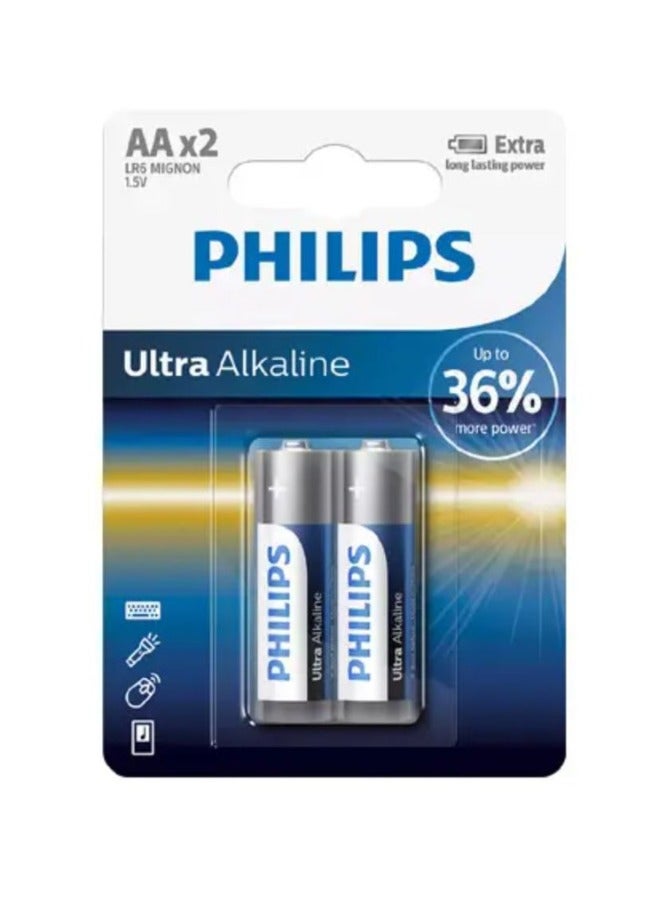Philips 2PCS AA Ultra Alkaline Battery 1.5V Multicolour
