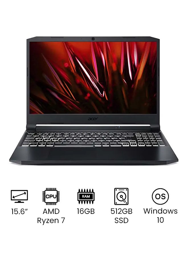 (Upgraded Version) Nitro 5 AN515-45-R7WA Gaming Laptop With 15.6-Inch FHD Display, AMD Ryzen 7-5800H Processer/16GB RAM/512GB SSD/6GB NVIDIA GeForce RTX 3060 Graphics Card/Windows 10 Home English/Arabic Black English/Arabic Black