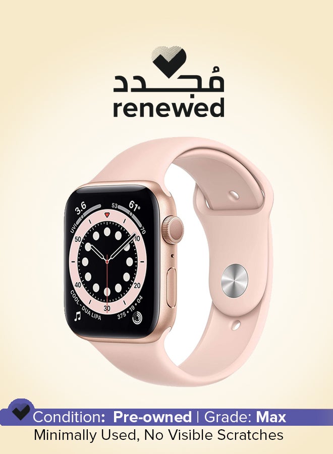 Apple Renewed - Watch Series 6 GPS 44mm Aluminum Case With Pink Sand Sport Band Gold  - Image 1