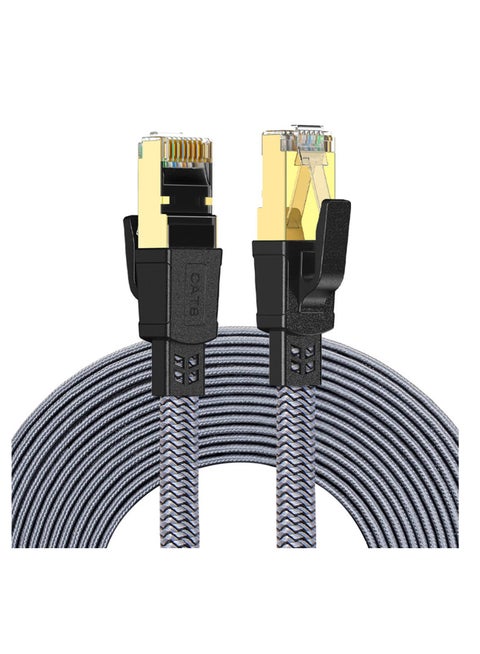 Cat 8 Ethernet Cable, Flat Nylon Braided High-Speed Internet Network LAN Patch Cord, 40Gbps 2000MHz FTP RJ45 Cable for Gaming, Modem, Router, PC, PS4/PS5 (3 Meter) Black