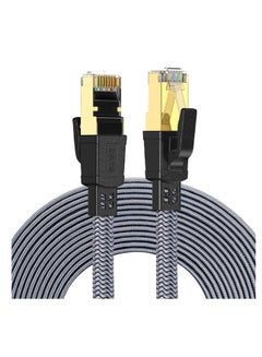 Cat 8 Ethernet Cable, Flat Nylon Braided High-Speed Internet Network LAN Patch Cord, 40Gbps 2000MHz FTP RJ45 Cable for Gaming, Modem, Router, PC, PS4/PS5 (20 Meter) Black