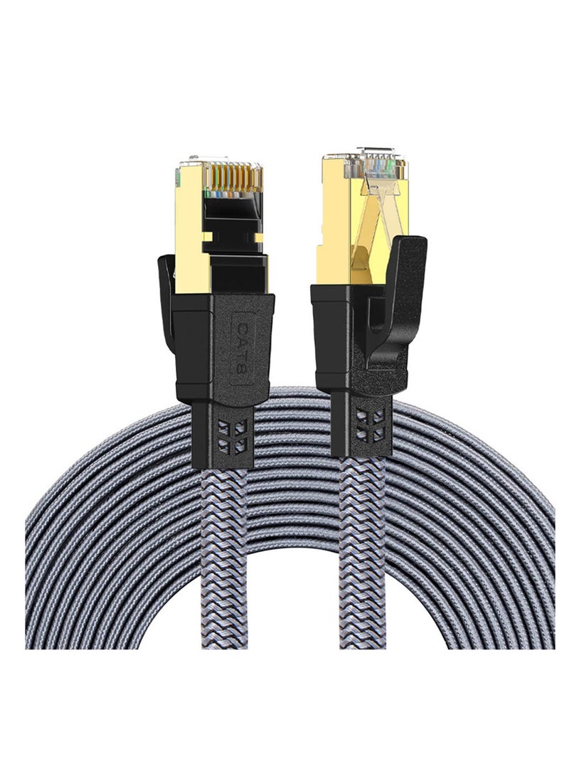 تويستيد مايندز - Cat 8 Ethernet Cable, Flat Nylon Braided High-Speed Internet Network LAN Patch Cord, 40Gbps 2000MHz FTP RJ45 Cable for Gaming, Modem, Router, PC, PS4/PS5 (20 Meter) Black - Image 1