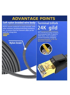 Cat 8 Ethernet Cable, Flat Nylon Braided High-Speed Internet Network LAN Patch Cord, 40Gbps 2000MHz FTP RJ45 Cable for Gaming, Modem, Router, PC, PS4/PS5 (20 Meter) Black - pnsku/N70153708V/45/_/1739872529/be18c3a8-f776-4d49-8fd8-bdab3dc81f0b