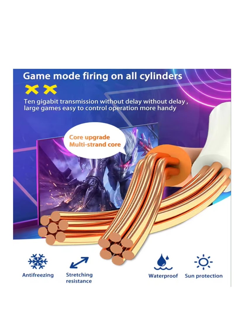 تويستيد مايندز - Cat 8 Ethernet Cable, Flat Nylon Braided High-Speed Internet Network LAN Patch Cord, 40Gbps 2000MHz FTP RJ45 Cable for Gaming, Modem, Router, PC, PS4/PS5 (20 Meter) Black - Image 1