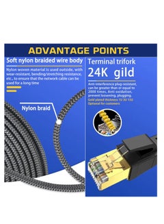 Cat 8 Ethernet Cable, Flat Nylon Braided High-Speed Internet Network LAN Patch Cord, 40Gbps 2000MHz FTP RJ45 Cable for Gaming, Modem, Router, PC, PS4/PS5 (10 Meter) Black - pnsku/N70153709V/45/_/1739872459/dbc16296-e3ab-46e0-b2b4-ec3323dca462