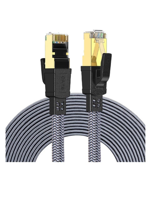 Cat 8 Ethernet Cable, Flat Nylon Braided High-Speed Internet Network LAN Patch Cord, 40Gbps 2000MHz FTP RJ45 Cable for Gaming, Modem, Router, PC, PS4/PS5 (10 Meter) Black