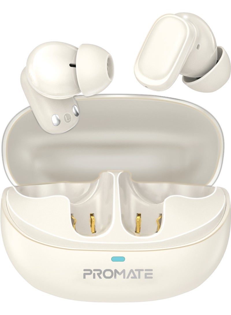 بروميت TWS Earbuds With 6Hrs Playtime, HD Microphone for Immaculate Calls, IntelliTouch Controls, IPX4 Water Resistanceو, Bluetooth 5.4 For Stable Connection and Comfort-Fit Design White - Image 1
