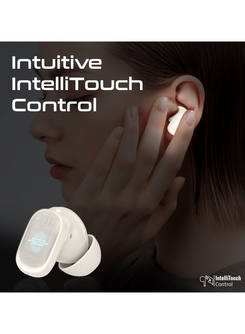 بروميت TWS Earbuds With 6Hrs Playtime, HD Microphone for Immaculate Calls, IntelliTouch Controls, IPX4 Water Resistanceو, Bluetooth 5.4 For Stable Connection and Comfort-Fit Design White - Image 3