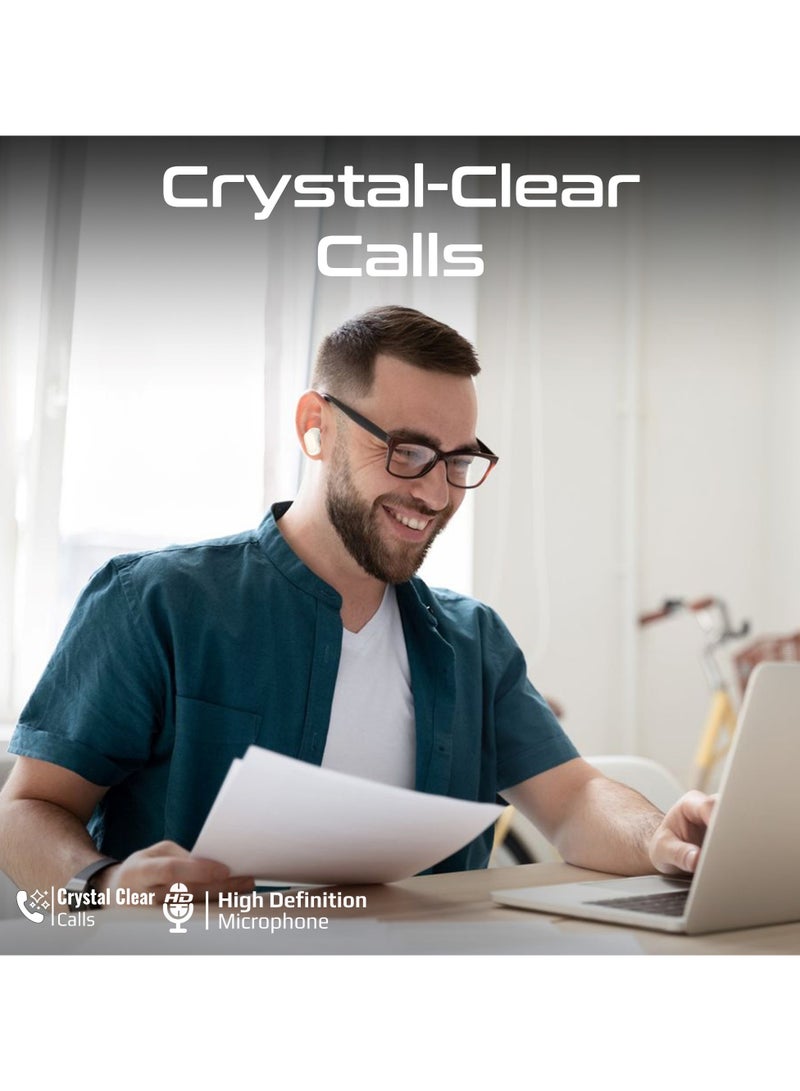 بروميت TWS Earbuds With 6Hrs Playtime, HD Microphone for Immaculate Calls, IntelliTouch Controls, IPX4 Water Resistanceو, Bluetooth 5.4 For Stable Connection and Comfort-Fit Design White - Image 2