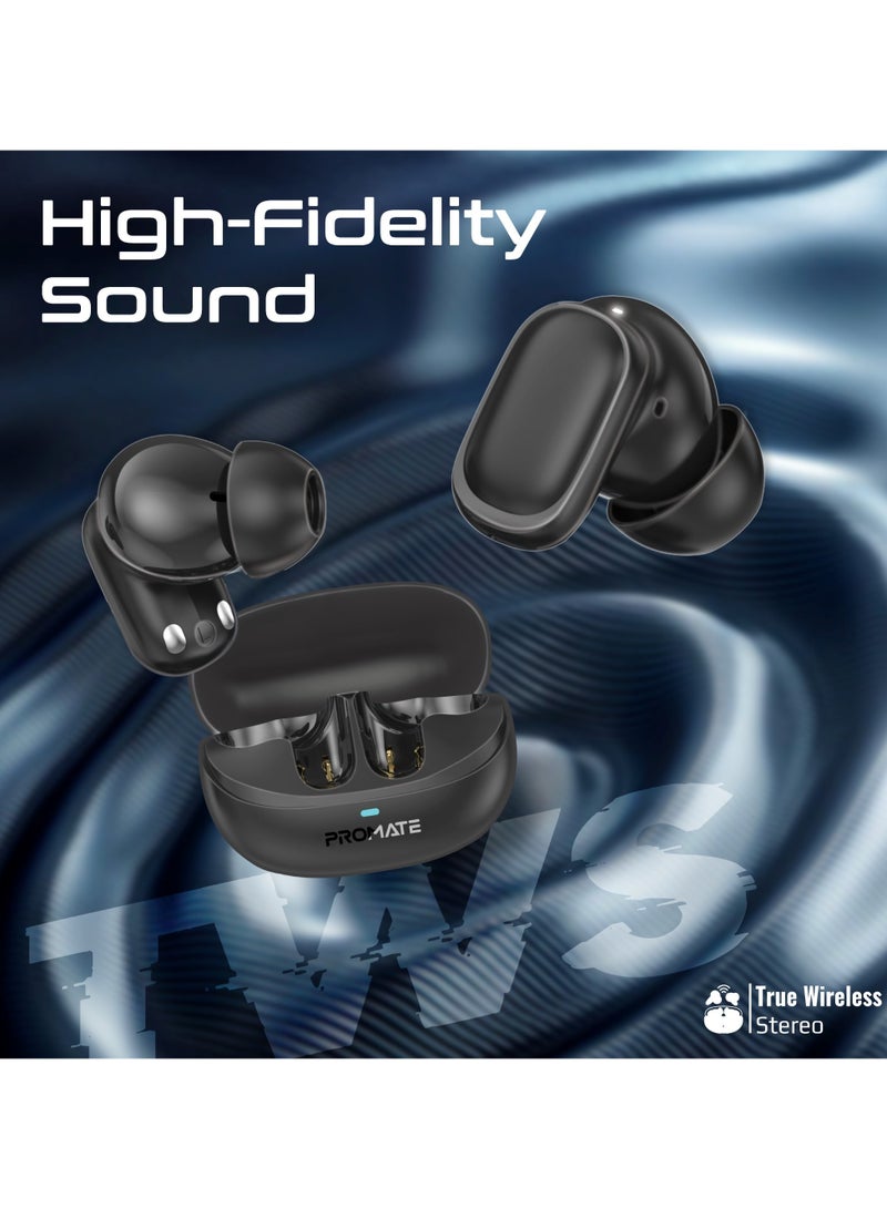 PROMATE - TWS Earbuds With 6Hrs Playtime, HD Microphone for Immaculate Calls, IntelliTouch Controls, IPX4 Water Resistanceو, Bluetooth 5.4 For Stable Connection and Comfort-Fit Design Black - Image 1