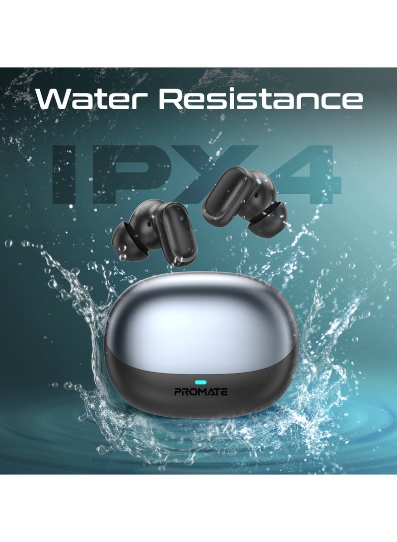 PROMATE - TWS Earbuds With 6Hrs Playtime, HD Microphone for Immaculate Calls, IntelliTouch Controls, IPX4 Water Resistanceو, Bluetooth 5.4 For Stable Connection and Comfort-Fit Design Black - Image 1