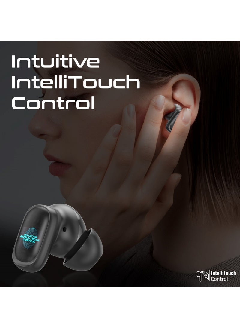 PROMATE - TWS Earbuds With 6Hrs Playtime, HD Microphone for Immaculate Calls, IntelliTouch Controls, IPX4 Water Resistanceو, Bluetooth 5.4 For Stable Connection and Comfort-Fit Design Black - Image 1