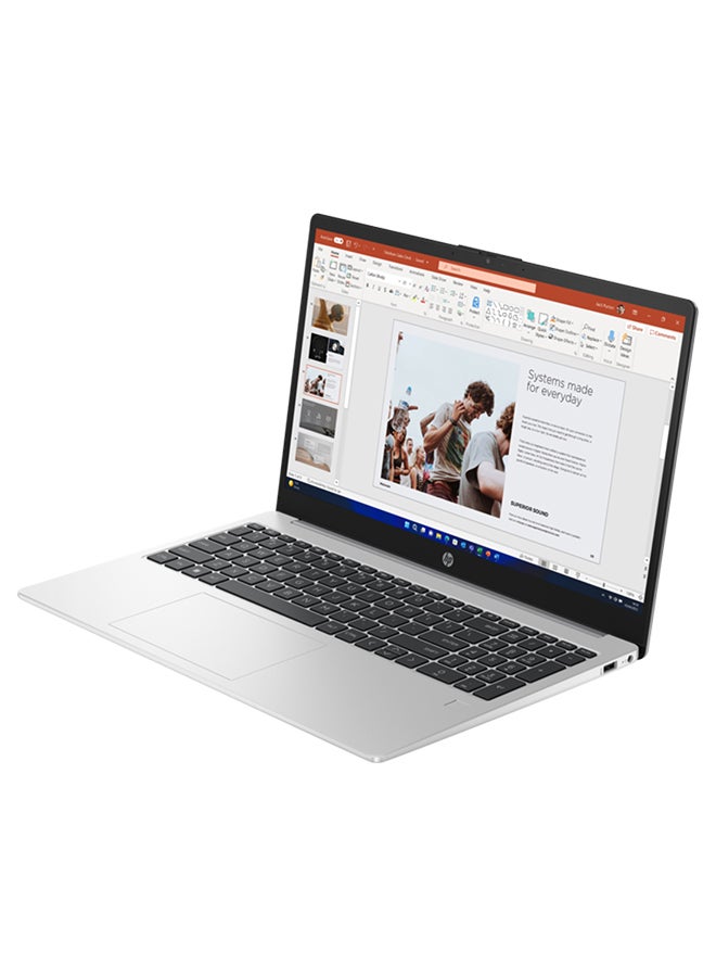 HP - 250 G10 Notebook PC With 15.6 Inch Full HD (1920x1080) IPS Display,Core i3-1315U Processor/8GB RAM DDR4/512GB SSD/Intel UHD Graphics/DOS(Without Windows) English/Arabic Turbo Silver - Image 1