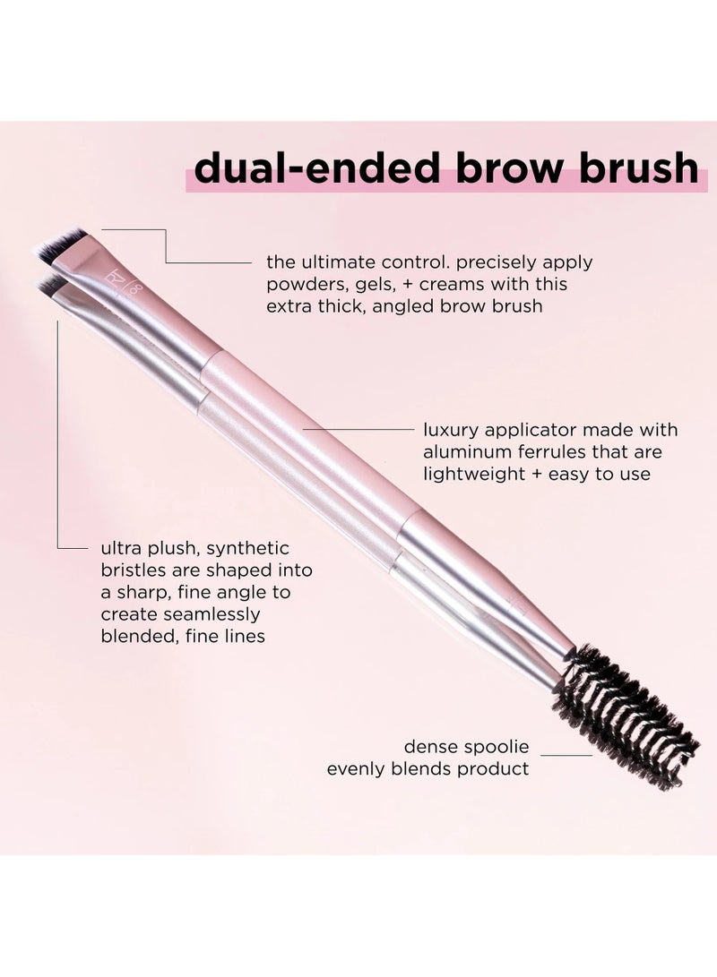 REAL TECHNIQUES Dual-Ended Brow Brush For Shaping & Filling, Travel-Friendly Spoolie, Blend Natural Full OR Laminated Brows, Luxury Applicator 1 Count Pink - Image 5