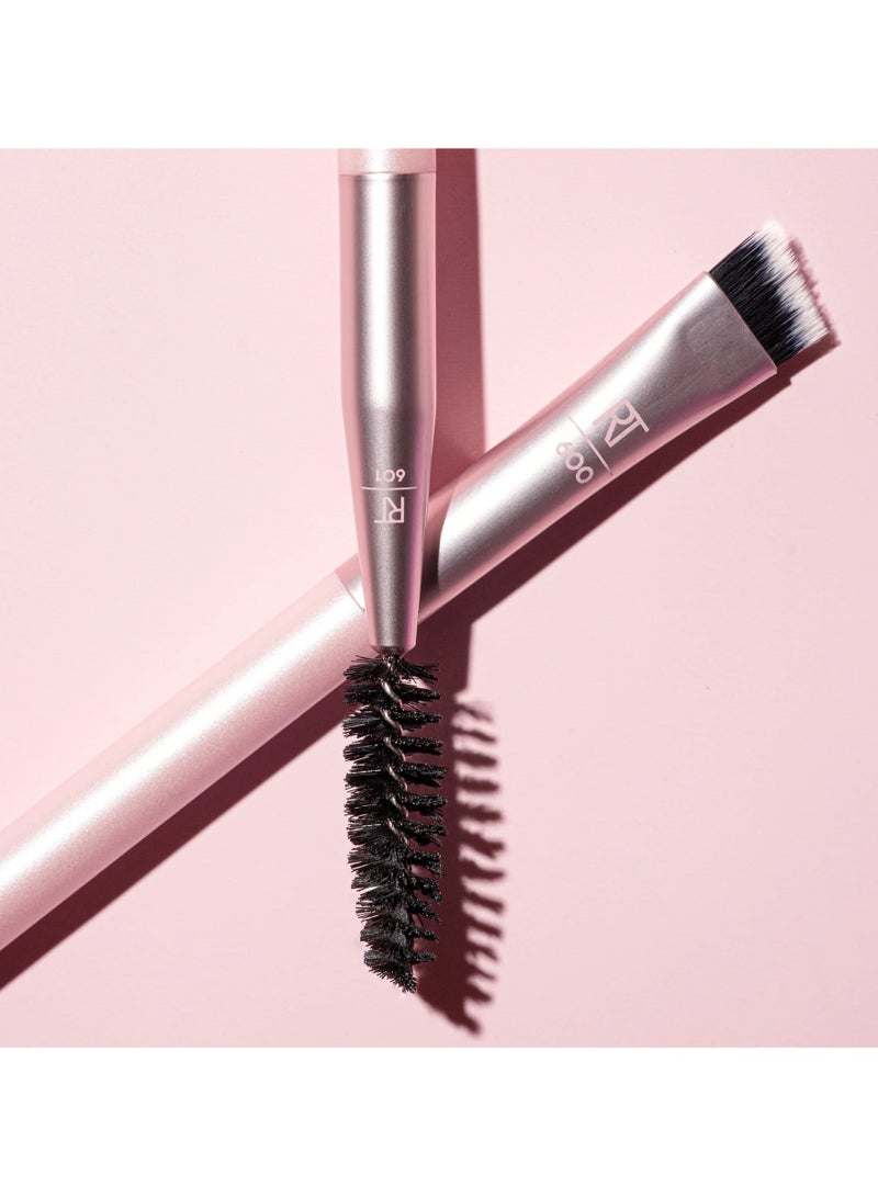 REAL TECHNIQUES Dual-Ended Brow Brush For Shaping & Filling, Travel-Friendly Spoolie, Blend Natural Full OR Laminated Brows, Luxury Applicator 1 Count Pink - Image 4