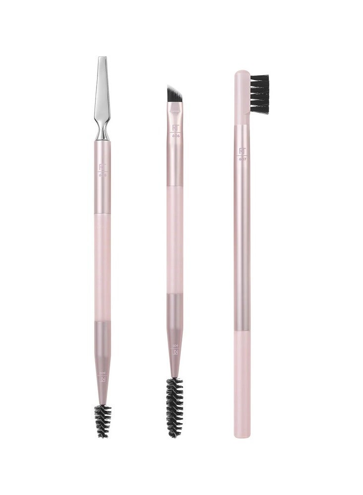 REAL TECHNIQUES Brow Styling Set For Lifting and Styling, Fill and Style, Dual-ended Full Kit for Eyebrows, Get Full Laminated and Natural Brows Multiuse Tools 3 Piece Set Pink - Image 2