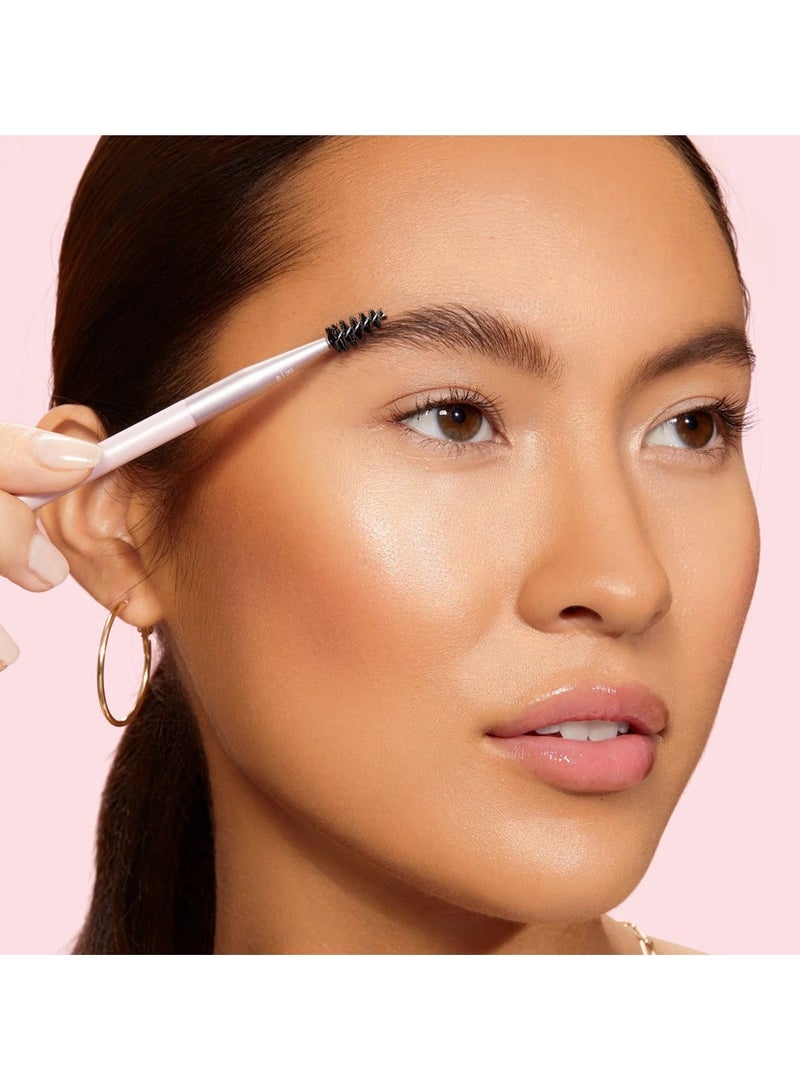 Brow Shaping Set Spoolie, Brow Brushes, Tweezers, Dual-Ended Eyebrow Tools For Styling & Shaping Eyebrows, Get Full Fluffy Brows 3 Piece Set Pink
