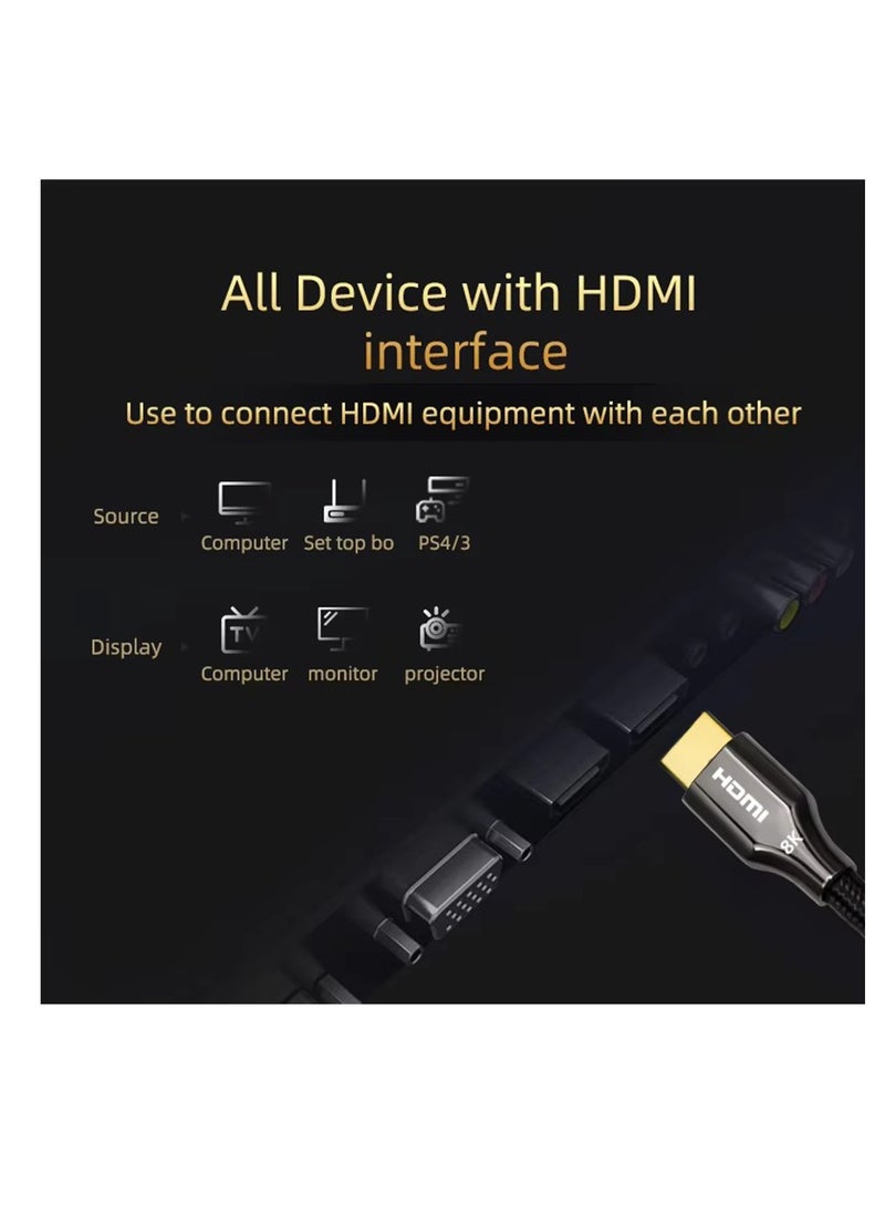 TWISTED MINDS 8K HDMI 2.1 Cable – Ultra High-Speed 48Gbps Braided HDMI Cord, 8K@60Hz, 4K@120Hz, HDR+, eARC, VRR, HDCP 2.3/2.2, 3D Compatible – 1 Metre - TM-Z8KHDMI-1M Black  - Image 5