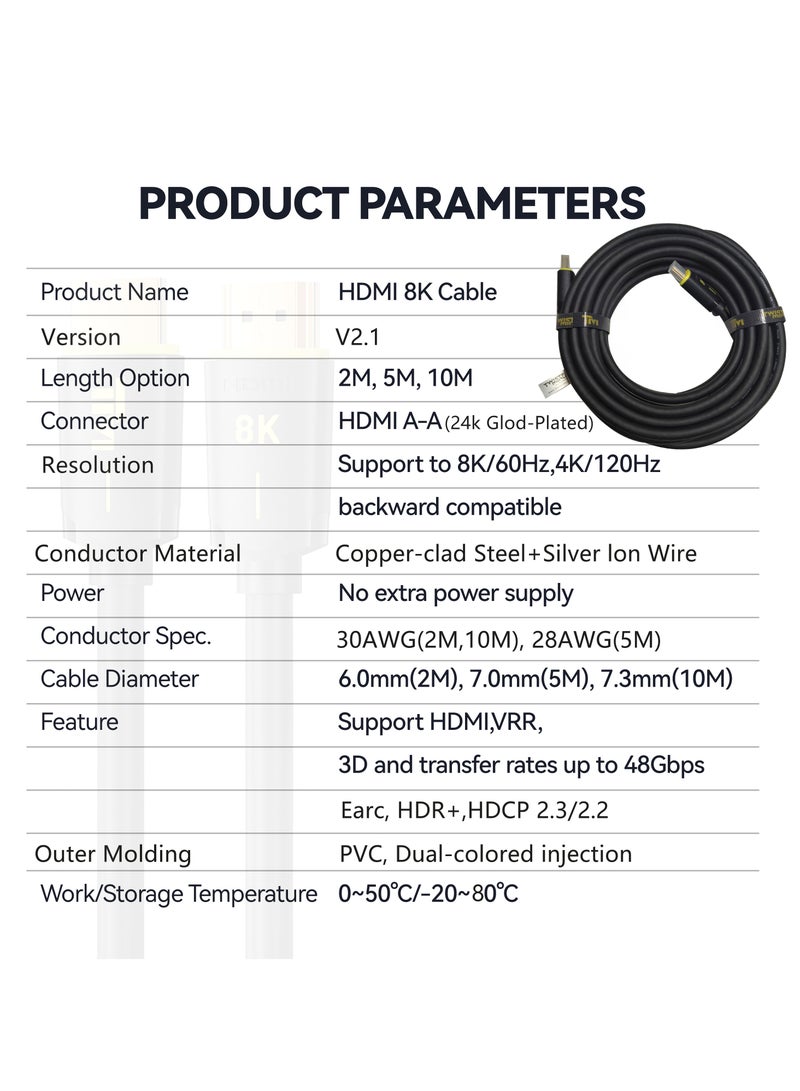 TWISTED MINDS 8K HDMI Cable – Ultra High-Speed HDMI 2.1 Cable, 8K@60Hz, 4K@120Hz, HDR+, eARC, VRR, HDCP 2.3/2.2, 3D Support (5 Meter) Black  - Image 5