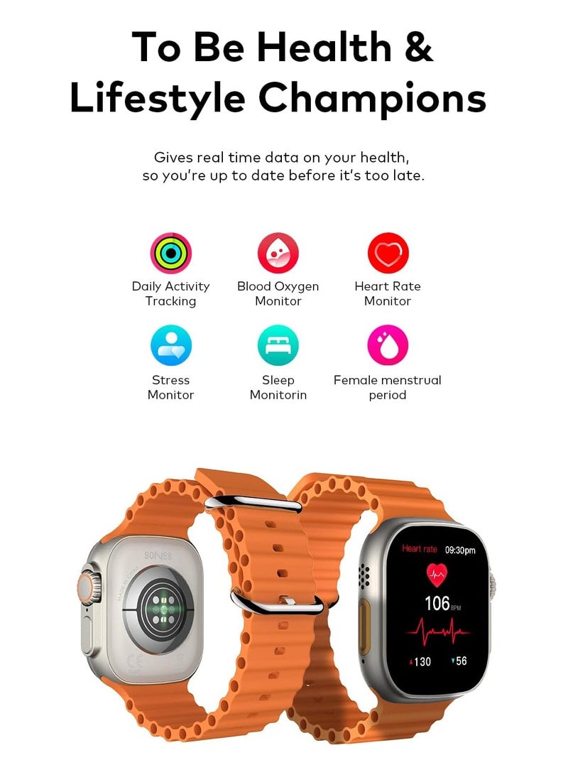 ITEL - ‎2 Ultra 2.0'' HD IPS Display Smartwatch with Bluetooth Calling, 100+ Watch Faces, Upto 30 Days Battery, 100 Sports Mode, IP68 Water Resistant, Heart Rate Monitoring and SpO2 Gold Orange - Image 1