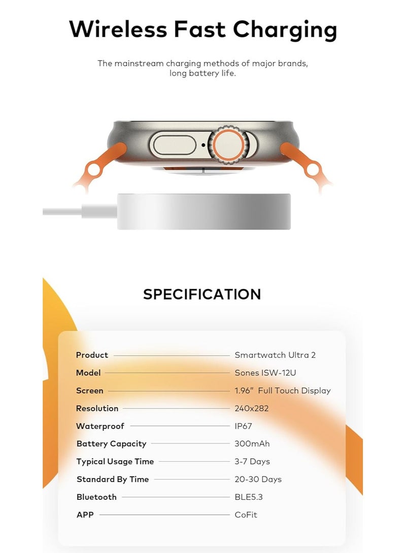 ITEL - ‎2 Ultra 2.0'' HD IPS Display Smartwatch with Bluetooth Calling, 100+ Watch Faces, Upto 30 Days Battery, 100 Sports Mode, IP68 Water Resistant, Heart Rate Monitoring and SpO2 Gold Orange - Image 1