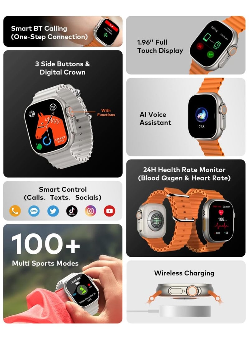 ITEL - ‎2 Ultra 2.0'' HD IPS Display Smartwatch with Bluetooth Calling, 100+ Watch Faces, Upto 30 Days Battery, 100 Sports Mode, IP68 Water Resistant, Heart Rate Monitoring and SpO2 Gold Orange - Image 1