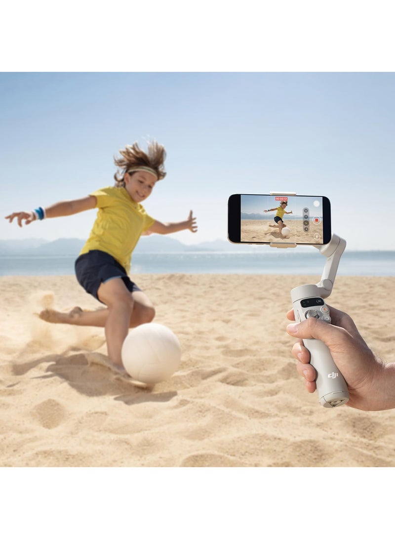 دي جي آي - Osmo Mobile 7 Gimbal Stabilizer for iPhone, Android, Built-in Tripod, Ultra-Light, Comfortable Grip, 3-Axis Phone Gimbal, ActiveTrack 7.0, ShotGuides, One-Tap Edit, 10hrs Use, Phone Charging Grey - Image 1