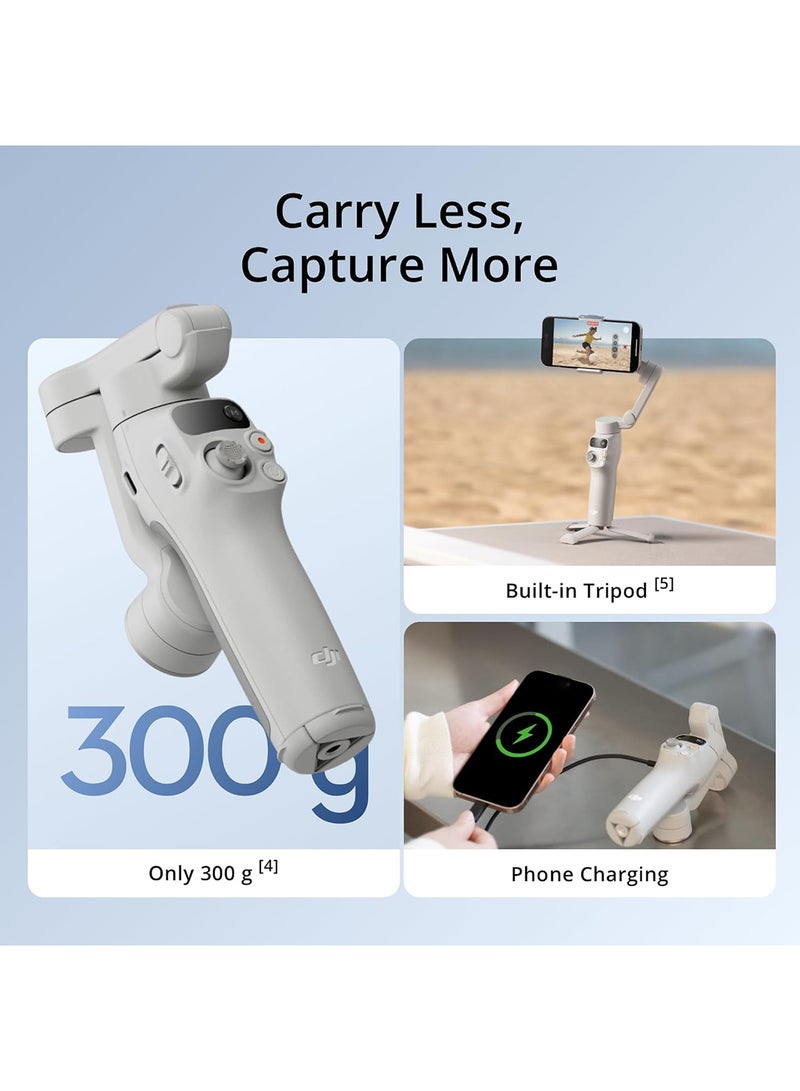 دي جي آي - Osmo Mobile 7 Gimbal Stabilizer for iPhone, Android, Built-in Tripod, Ultra-Light, Comfortable Grip, 3-Axis Phone Gimbal, ActiveTrack 7.0, ShotGuides, One-Tap Edit, 10hrs Use, Phone Charging Grey - Image 1