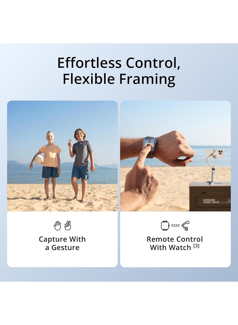 دي جي آي - Osmo Mobile 7 Gimbal Stabilizer for iPhone, Android, Built-in Tripod, Ultra-Light, Comfortable Grip, 3-Axis Phone Gimbal, ActiveTrack 7.0, ShotGuides, One-Tap Edit, 10hrs Use, Phone Charging Grey - Image 1