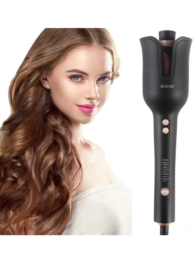 ريبون Original RE-2082 Auto Hair Curler Automatic Curling Iron Wand 5 Temperatures & 2 Directions for All Hair Black/Gold  - Image 2
