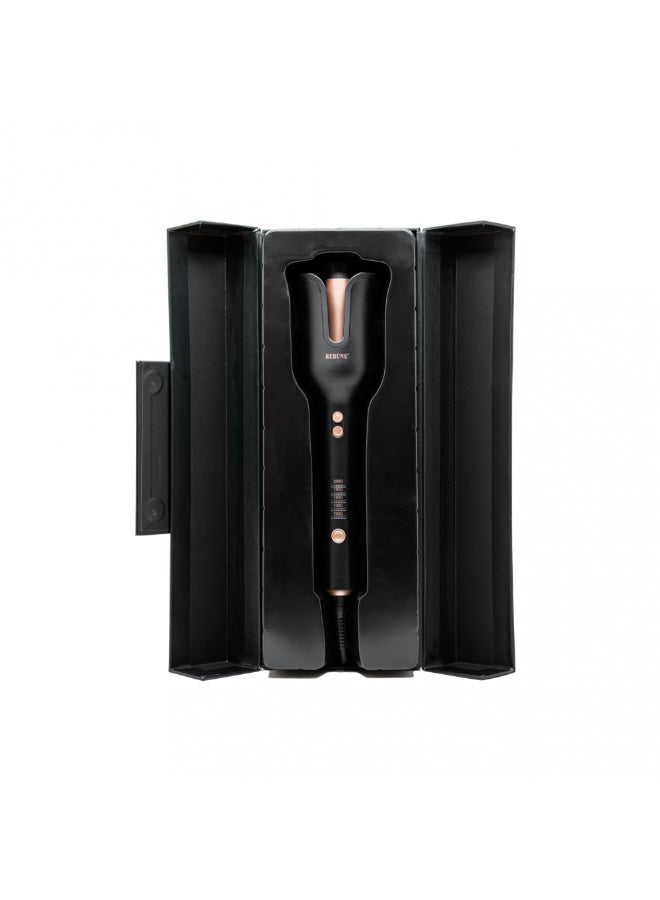 ريبون Original RE-2082 Auto Hair Curler Automatic Curling Iron Wand 5 Temperatures & 2 Directions for All Hair Black/Gold  - Image 3