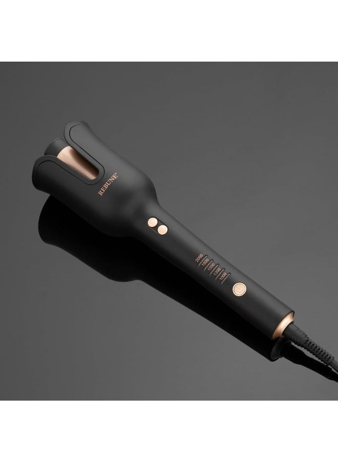 ريبون Original RE-2082 Auto Hair Curler Automatic Curling Iron Wand 5 Temperatures & 2 Directions for All Hair Black/Gold  - Image 5