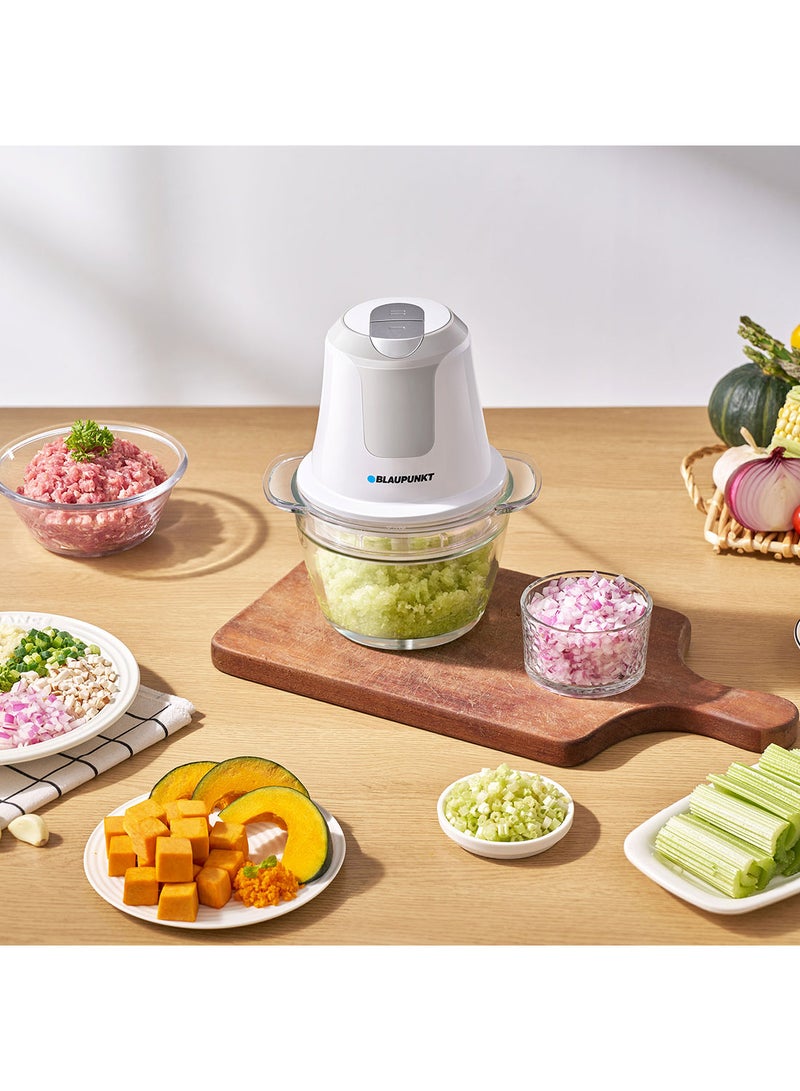 بلوبونكت Chopper, 450W, 0.75L Glass Bowl, 2 Speed Settings, Egg Whipping Accessory 450 W PCG305 Glass/White  - Image 2